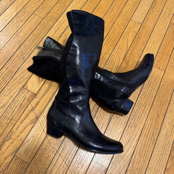 Tall Leather Boots Size 39 Black (US 8.5) - Picture 1 of 4